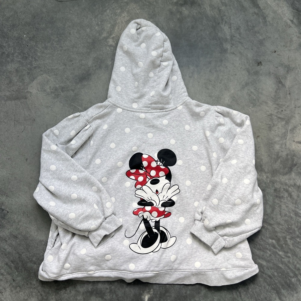 Disney Hoodie Womens Gray White Minnie Mouse Polka Dot Zip Parks 2Xl Sku195 - Picture 4 of 4